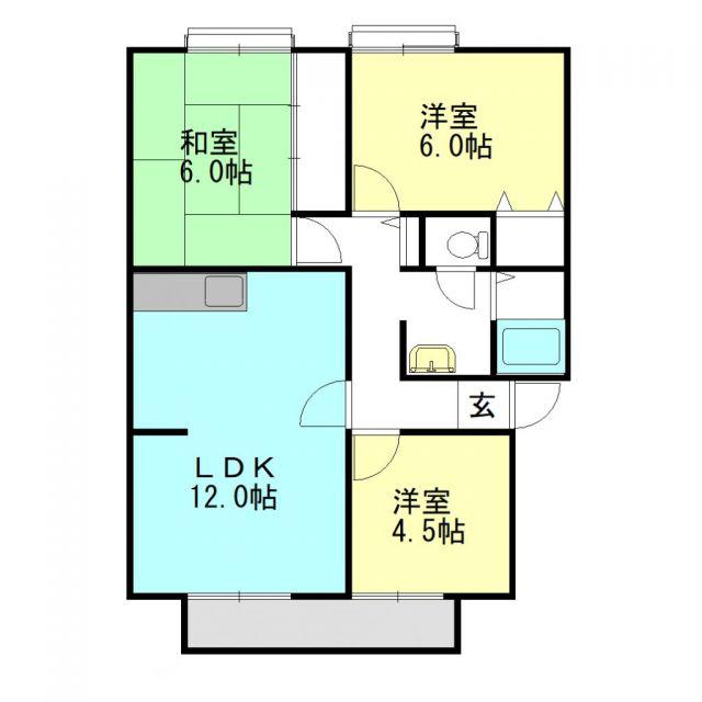 サンビレッジ西大寺(3LDK/2階)の間取り写真