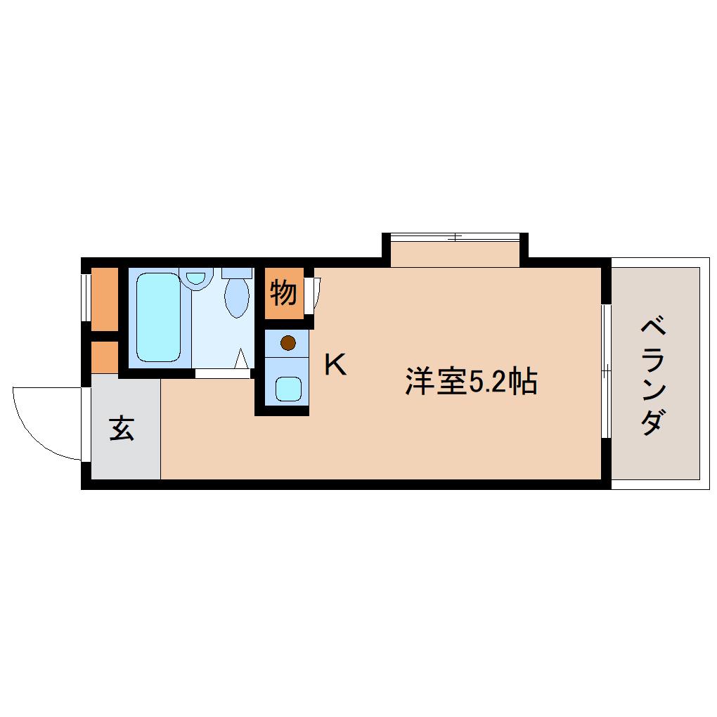 シティパレス生駒P-2(ワンルーム/2階)の間取り写真