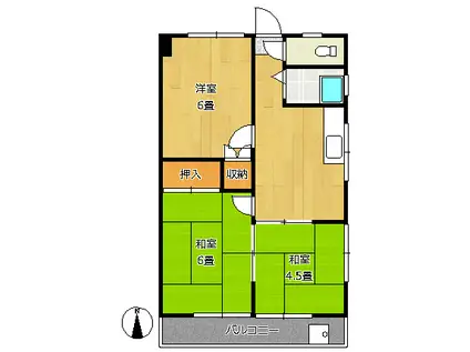 ショウサンハイツ(3DK/3階)の間取り写真