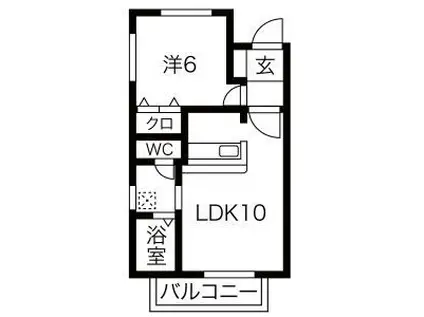 エイムワン(1LDK/1階)の間取り写真