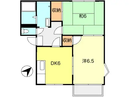 T-NET ヌーベルシャトーB(2DK/2階)の間取り写真