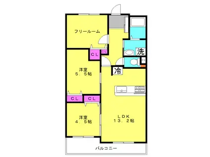 リベール明石魚住Ⅳ(3LDK/3階)の間取り写真