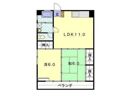 野口ビル(2LDK/4階)の間取り写真