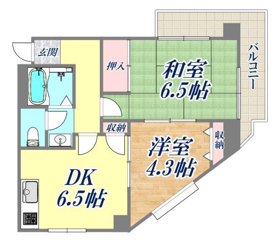 北夙川ナインズ(2DK/2階)の間取り写真