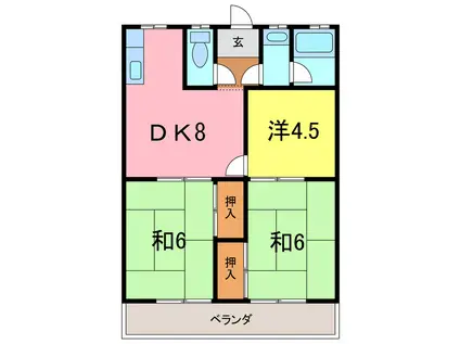 南根ハイツ(3DK/1階)の間取り写真