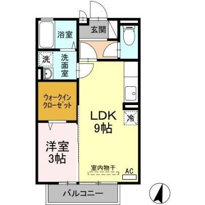 プレールルフラン(1LDK/2階)の間取り写真