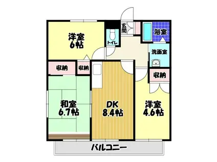 PEAR COURT(3DK/2階)の間取り写真