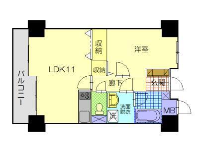トーカンマンション中通(1LDK/4階)の間取り写真