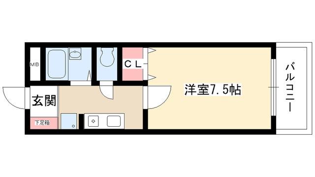 グリーンヒルズ図書館通(1K/1階)の間取り写真