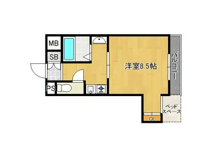 キンキ宝ハイツ(1K/3階)の間取り写真