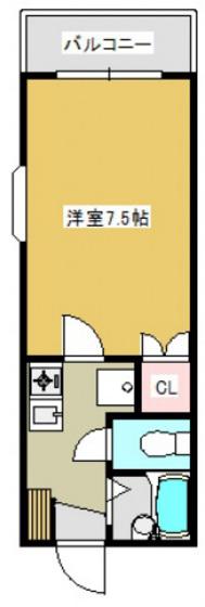 レジデンス新木(1K/1階)の間取り写真