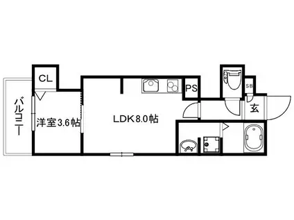 シエーナ御前五条(1LDK/1階)の間取り写真
