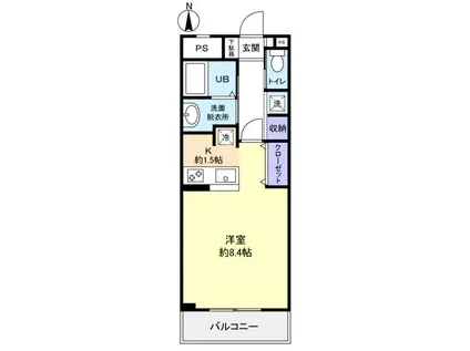 メゾンド・ビジュー(ワンルーム/1階)の間取り写真