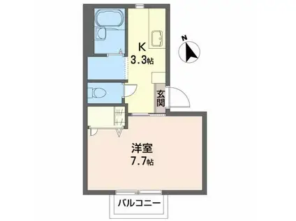 シャーメゾン上町A(1K/1階)の間取り写真