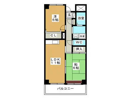 レジデンス新松戸(2LDK/3階)の間取り写真