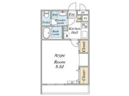 リブリ・西小岩(1K/1階)の間取り写真