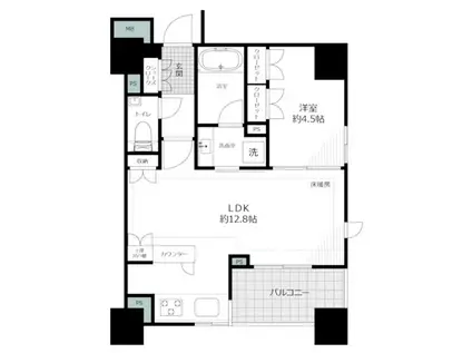 ADENIUM東京八丁堀(1LDK/4階)の間取り写真