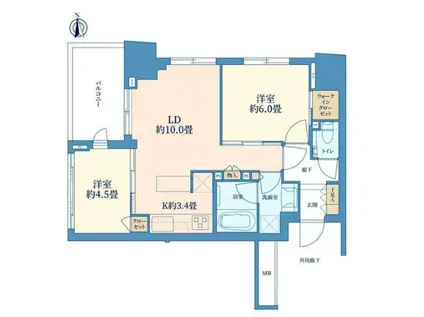 シティハウス浅草橋(2LDK/14階)の間取り写真