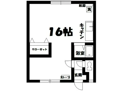北海道川上郡標茶町虹別原野67線108-24 コスモス2000(ワンルーム/1階)の間取り写真