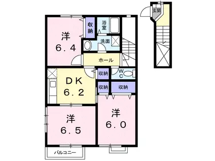 イーストヒルズ(3DK/2階)の間取り写真