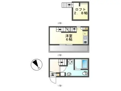 ルココン好本町(ワンルーム/1階)の間取り写真