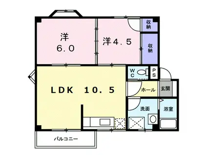 プラドールB(2LDK/1階)の間取り写真
