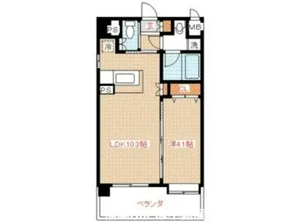 クリムゾン博多II(1LDK/3階)の間取り写真