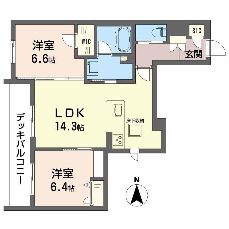 シャーメゾンやすらぎ(2LDK/1階)の間取り写真