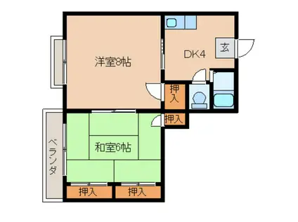 コーポエース中野(2DK/1階)の間取り写真