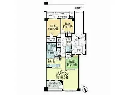 グローリオ杉並宮前(3LDK/1階)の間取り写真