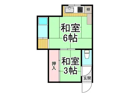 さくら荘(1K/2階)の間取り写真