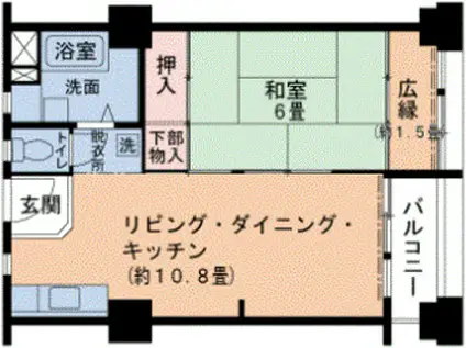 南海汐見橋線 木津川駅 徒歩21分 11階建 築53年(1LDK/10階)の間取り写真