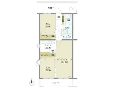 ソレアードM(2LDK/1階)の間取り写真