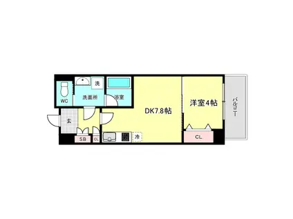 京町堀ビューアパートメント(1DK/6階)の間取り写真