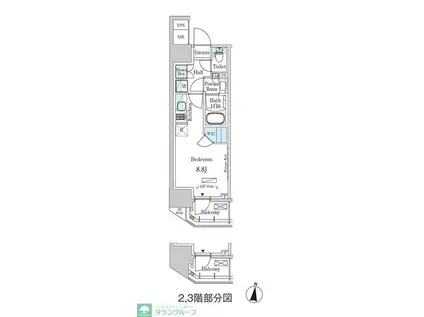 パークアクシス森下(ワンルーム/9階)の間取り写真