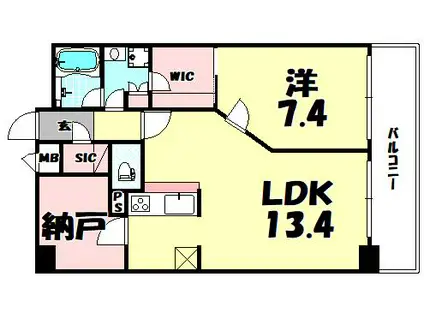 KDX堺筋本町レジデンス(1SLDK/11階)の間取り写真