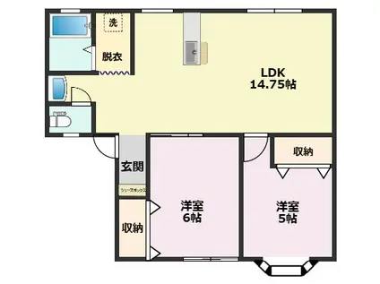 リタコーポ東吹(2LDK/1階)の間取り写真