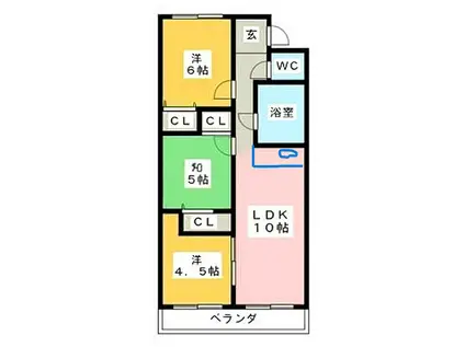 ドミール太伸(3LDK/2階)の間取り写真