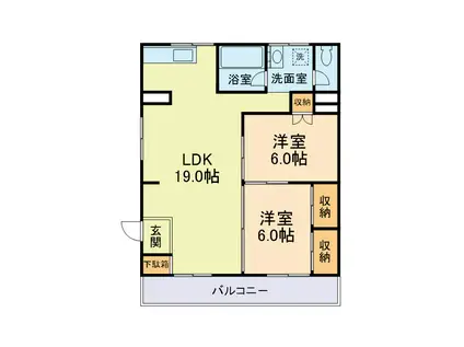 インターコーポ御領(2LDK/1階)の間取り写真