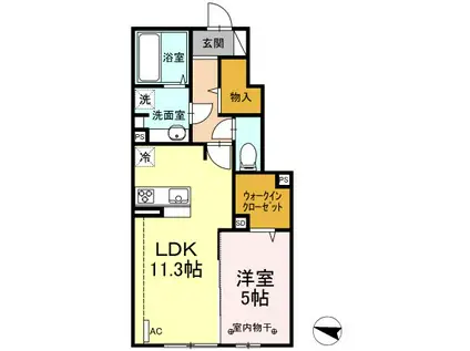 カトレア(1LDK/1階)の間取り写真