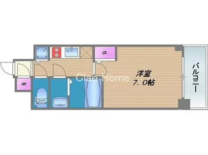 サムティ大阪GRAND イーストII(1K/9階)の間取り写真