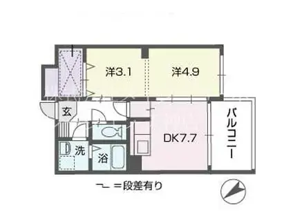 フェイスカミーユ(2LDK/8階)の間取り写真