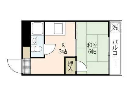 セゾン平成(1K/3階)の間取り写真