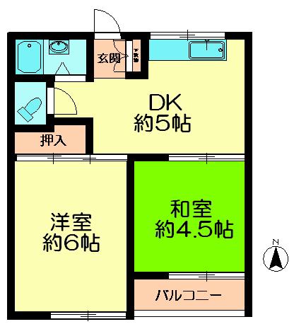 ニュー芝ハイツ(2DK/2階)の間取り写真