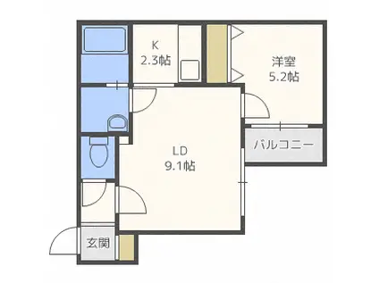 セラムビル円山(1LDK/1階)の間取り写真