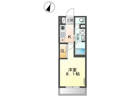 ヴァローレ日比野(1K/2階)の間取り写真