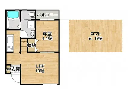 ロフトコートレジデンス(1LDK/2階)の間取り写真