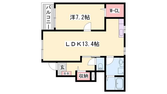 ビオラ・フィオーレ・辻井(1LDK/1階)の間取り写真