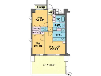 カスタリア目白(2DK/6階)の間取り写真