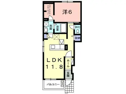 グランシャリオA(1LDK/1階)の間取り写真